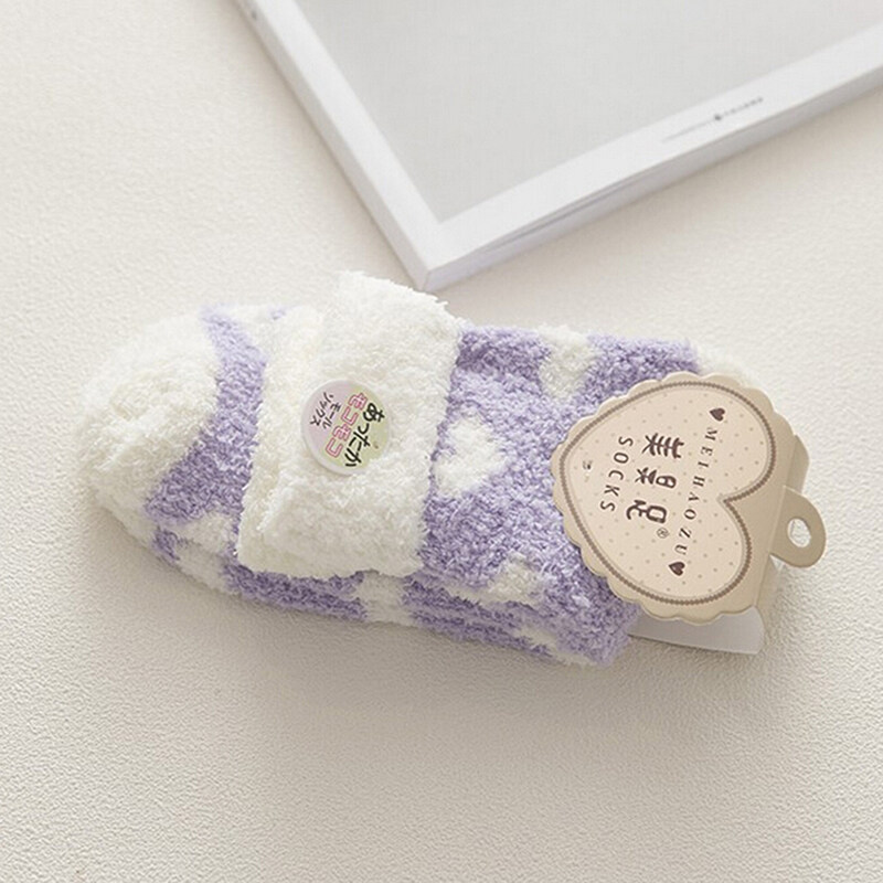 Aryio Women Bed Socks Love Heart Fluffy Warm Winter Gift Soft Floor Socks