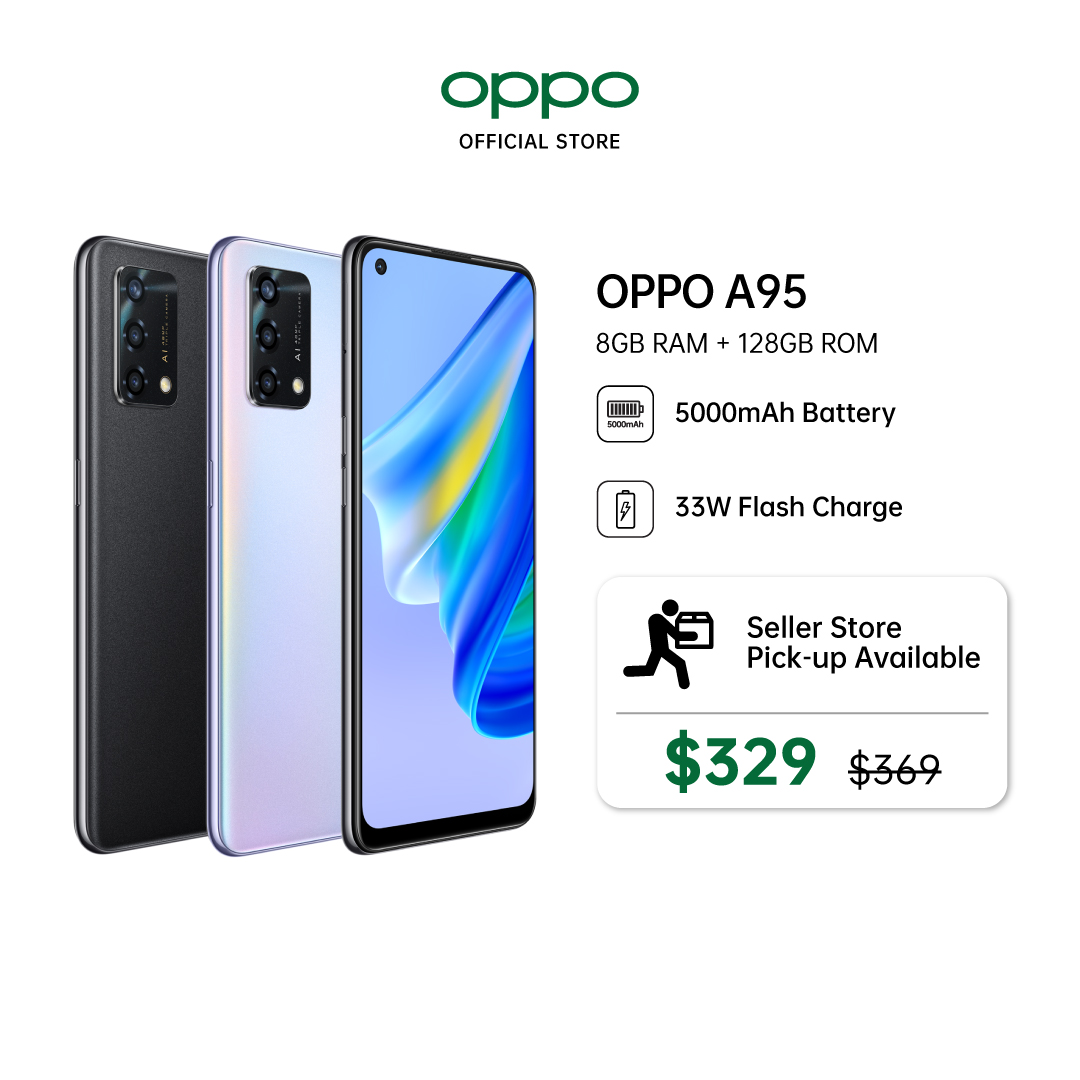 OPPO A95 Smartphone / 48MP Triple Camera / 33W Flash Charge / 5000mAh Battery / 8+128GB