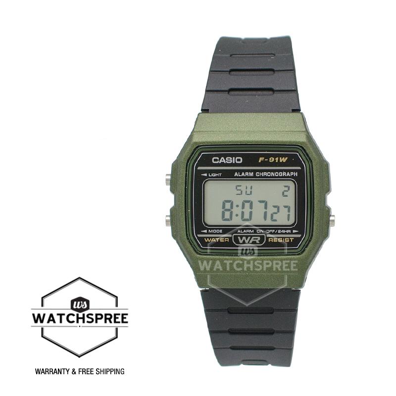 [Watchspree] Casio Standard Digital Black Resin Band Watch F91WM-3A F-91WM-3A [Kids]
