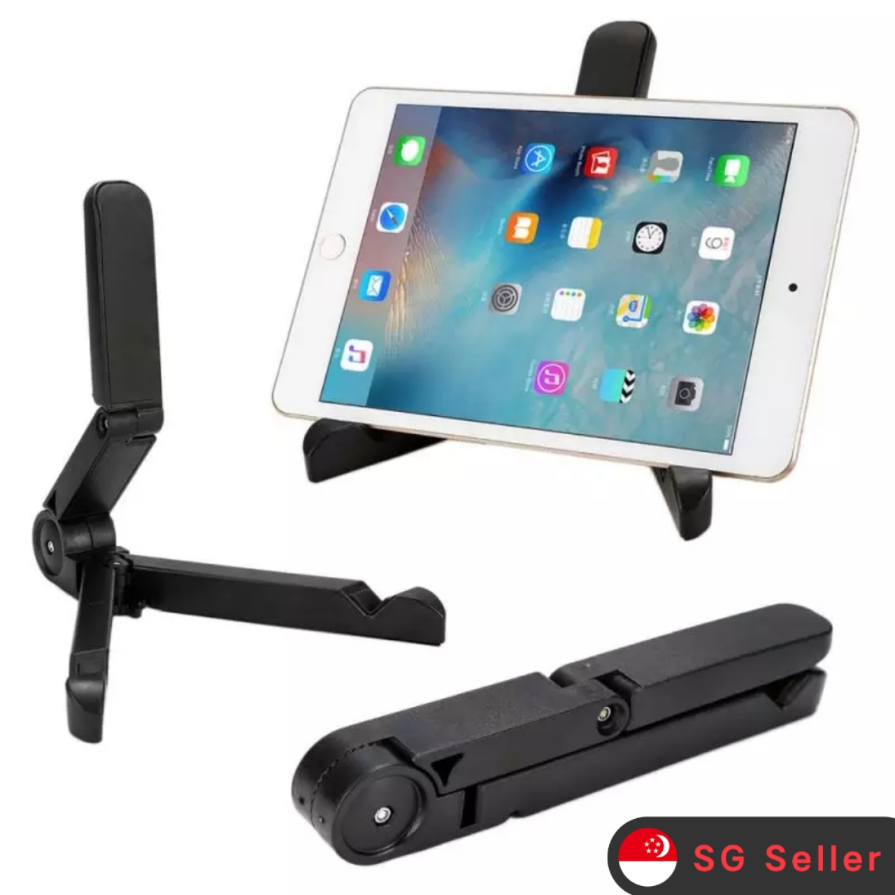 Foldable Phone Tablet Stand Holder Adjustable Desktop Mount Stand Tripod Table Desk Support for iPhone iPad Mini 1 2 3 4 Air Pro Black and white colour