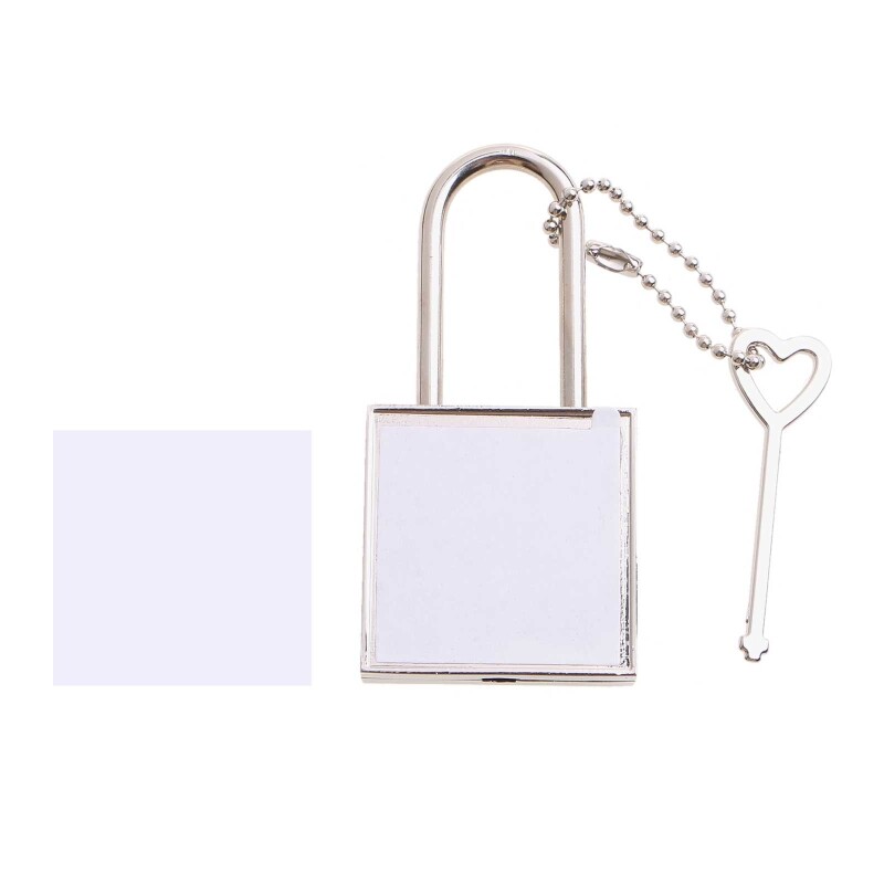 Sublimation Blanks Lock for Head with Heart-shaped Pendant Ornaments DIY Heat Transfer Keychain Pendants for Sublimation