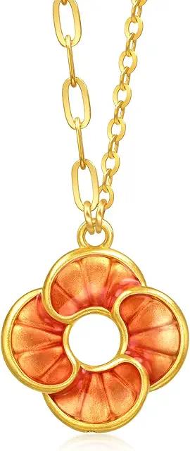 CHOW SANG SANG 999 24K Solid Gold Auspicious Windmill Dual Sided Wear Dainty Necklace for Women 47cm 95573N