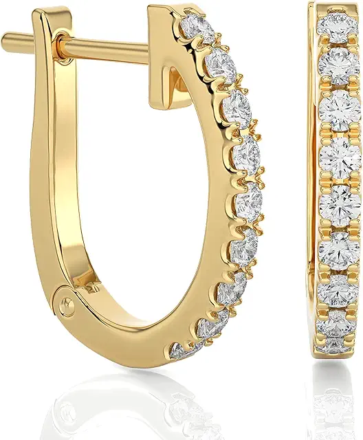 1/5 to 3/4 Carat Diamond Huggie Hoop Earrings for Women in 14k White or Yellow Gold (F-G, SI2-I1, cttw)