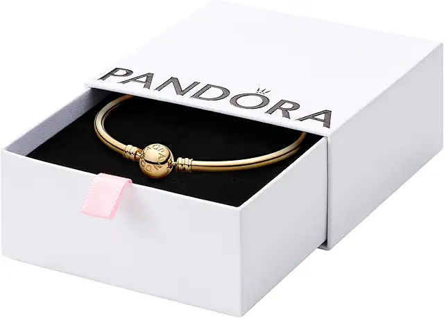 PANDORA Moments Ball Clasp Bangle Bracelet - Gold Bracelet for Women - Sterling Silver - With Gift Box
